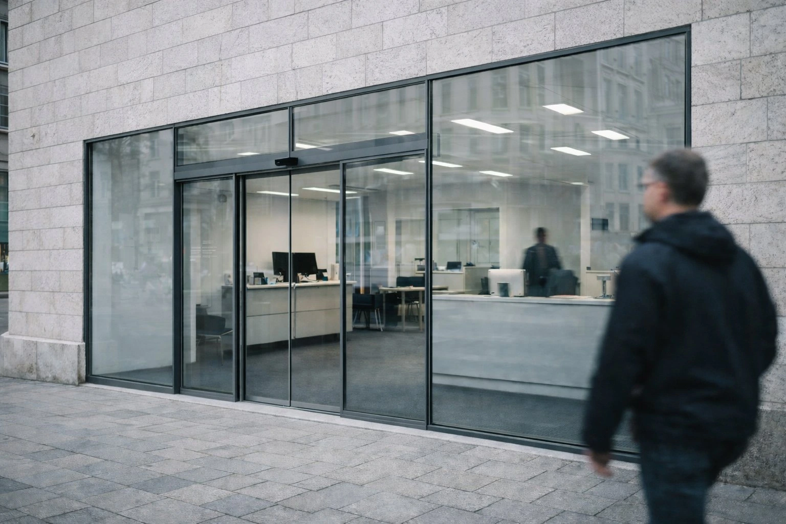 Agence commerciale avec vitrages