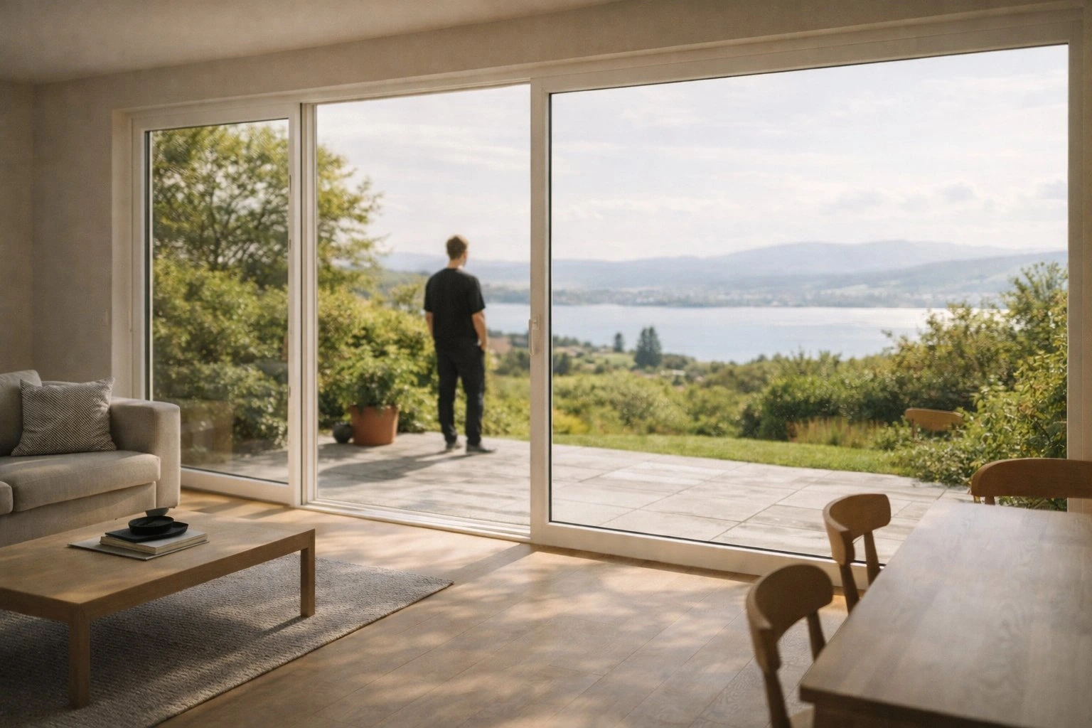 Baie vitrée logement moderne